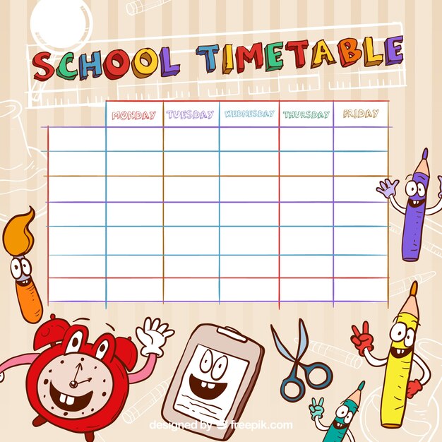 Funny school timetable template