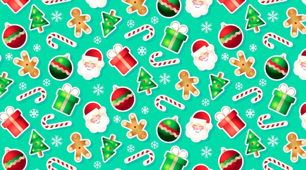 Free vector funny seamless pattern with christmas elements