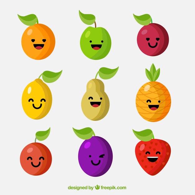 Funny selection of fruit characters