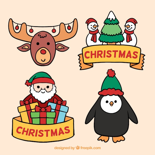 Free vector funny set of christmas elements