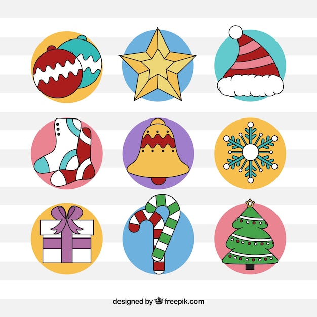 Free vector funny set of hand drawn christmas elements