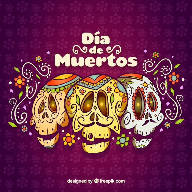 Funny set of original mexican skulls