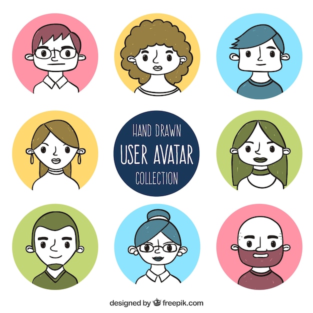 Free vector funny sketches user avatars