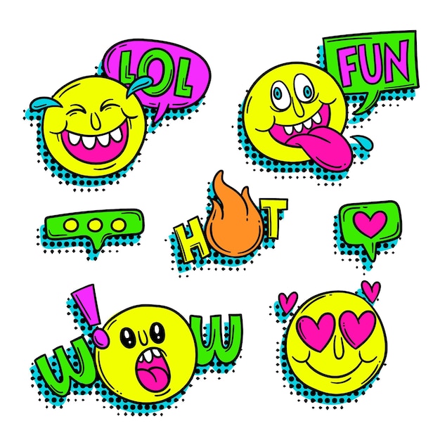 Free vector funny slang and emoji sticker