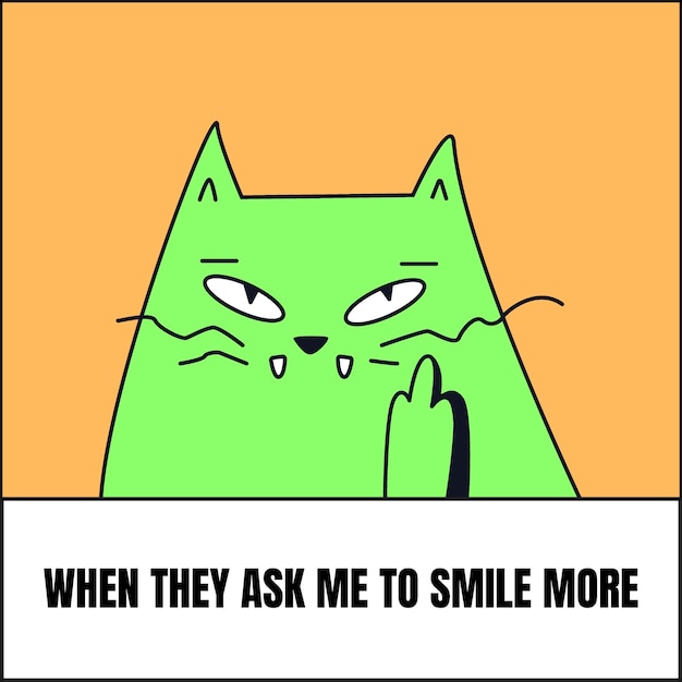 Бесплатное векторное изображение Смешная улыбка еще кошачий мем
