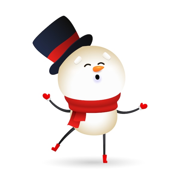 Free vector funny snowman wearing black hat