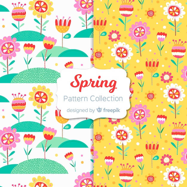 Free Vector funny spring pattern collection
