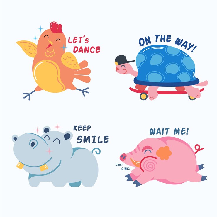 Free Vector funny sticker hand-drawn collection