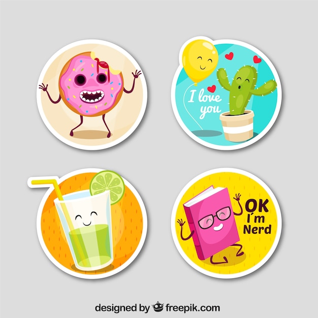 Funny stickers with circular design