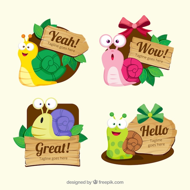 Funny stickers with colorful snail