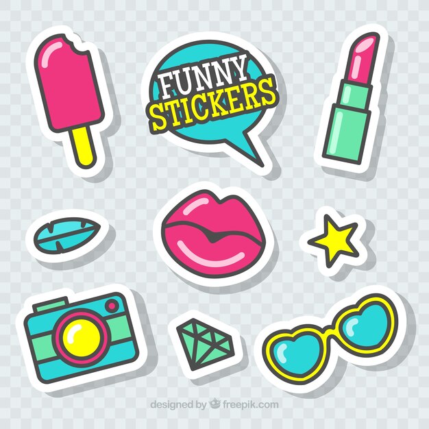 Funny stickers with fashion style