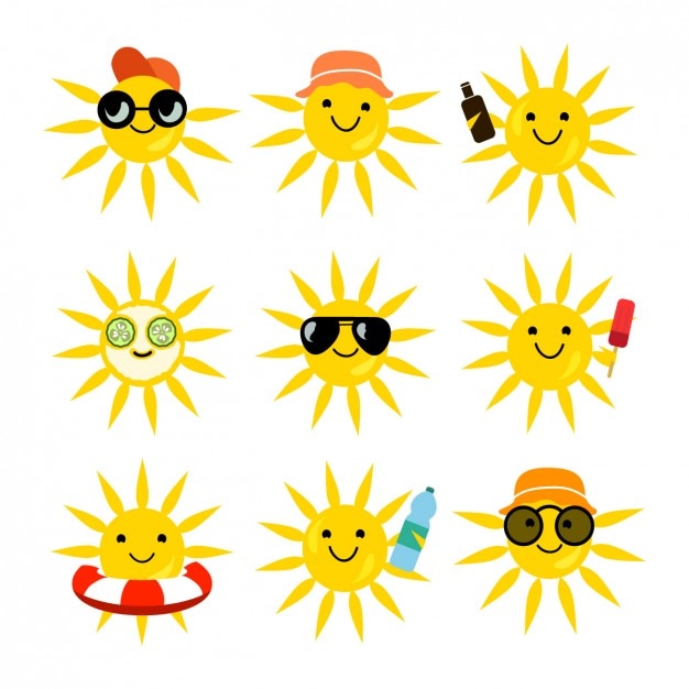 無料Vector 面白い太陽コレクション