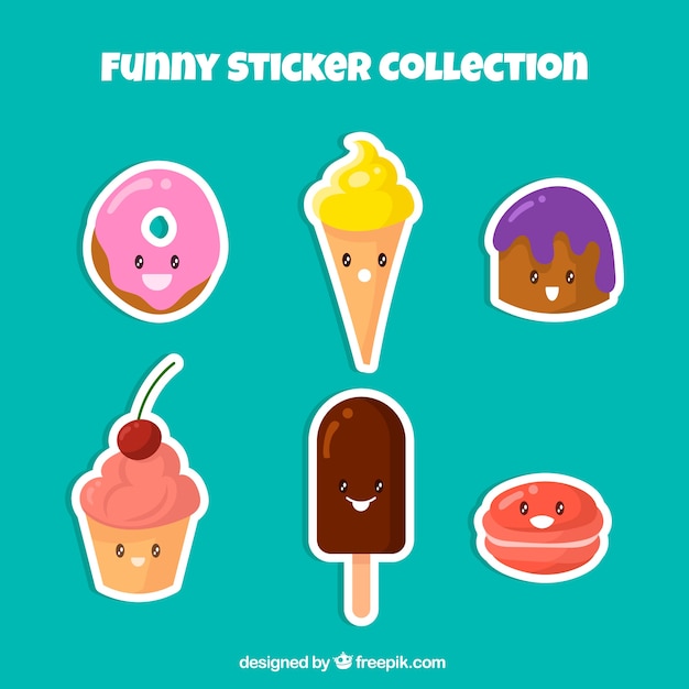 Free vector funny sweet food stickers