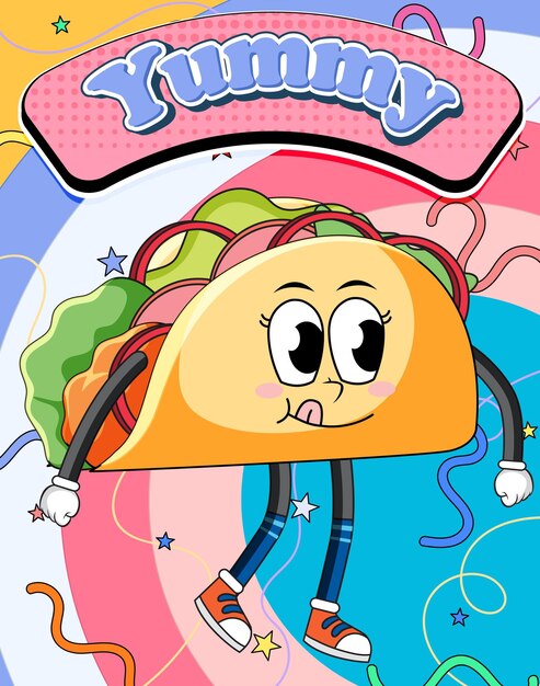 Funny taco cartoon character