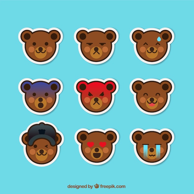 Funny teddy bear sticker collection