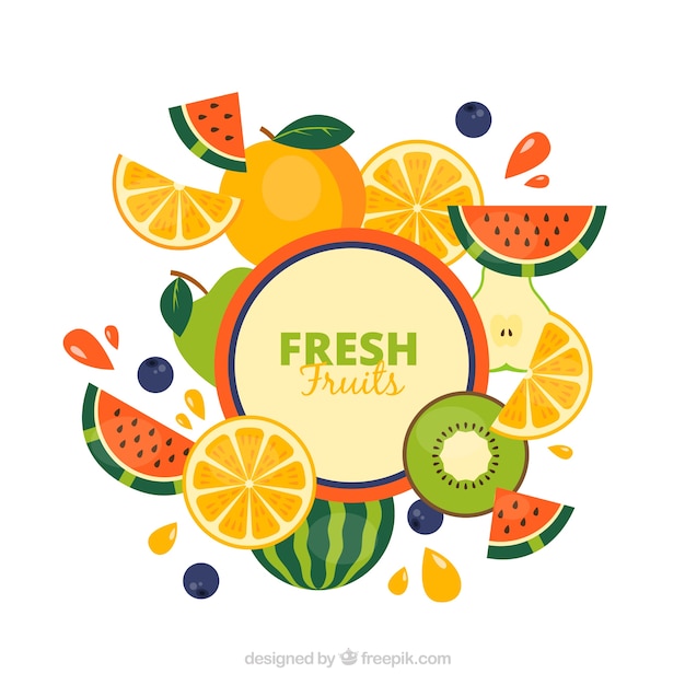 Free vector funny tropical fruits background