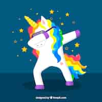 Free vector funny unicorn doing dabbing