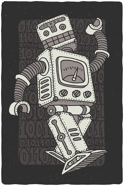 Funny vector robot drawing