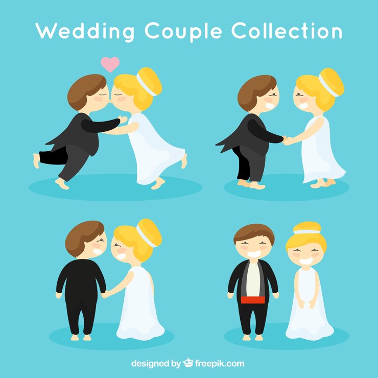 免費 Vector 有趣的婚禮夫婦