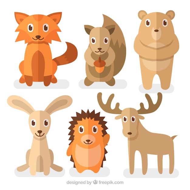 Free vector funny winter forest animals pack