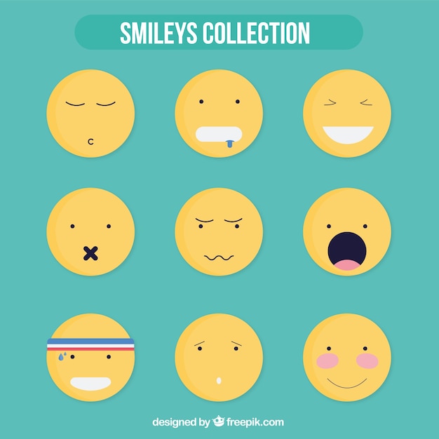 Vettore gratuito divertente collezione smiley giallo