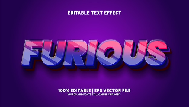 Furious editable text effect glass 3d style