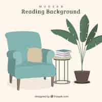 Free vector furniture background with books