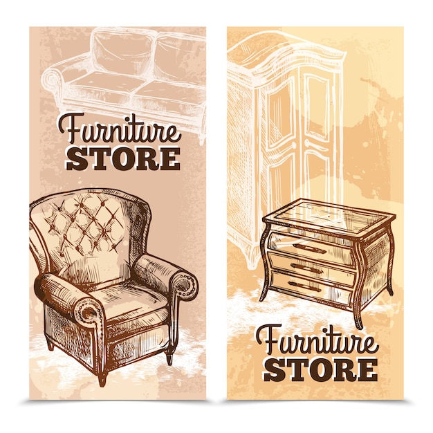 Free vector furniture banners vertical