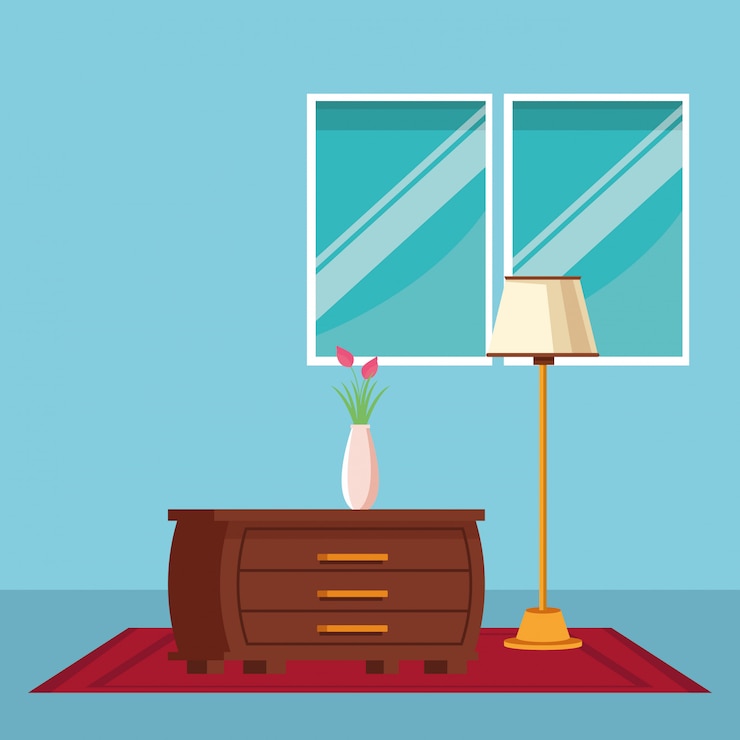 Free Vector furniture house interior icon cartoon