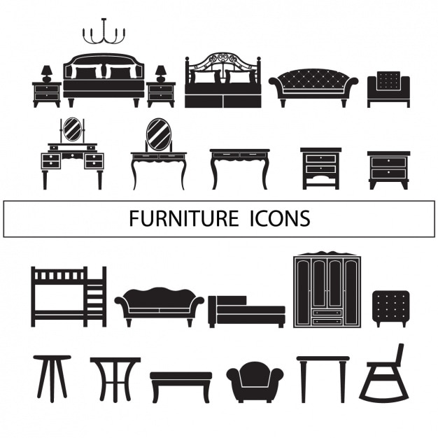 Free vector furniture icons collection