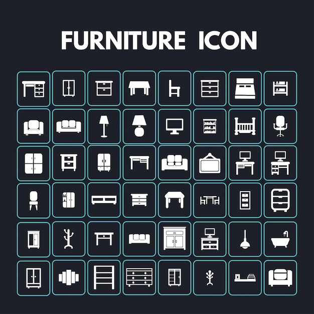 Бесплатное векторное изображение Мебель иконки
