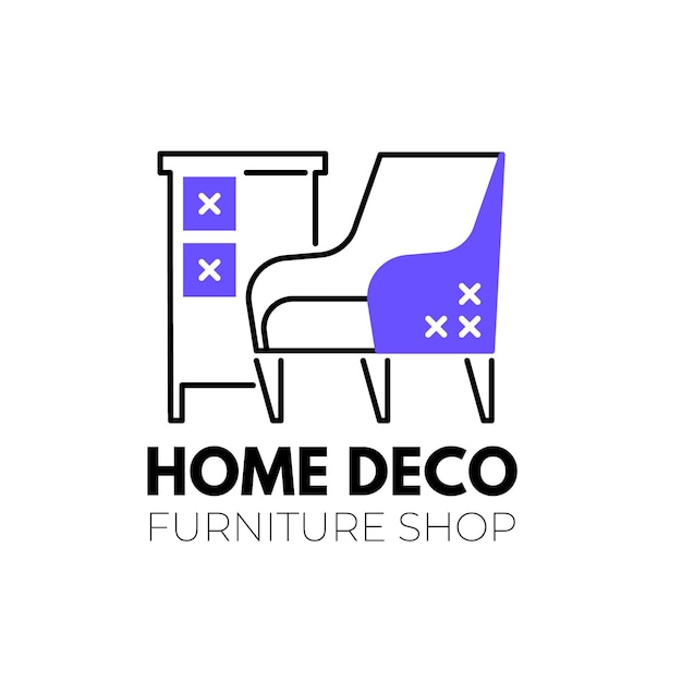 Free vector furniture logo with minimalist elements template