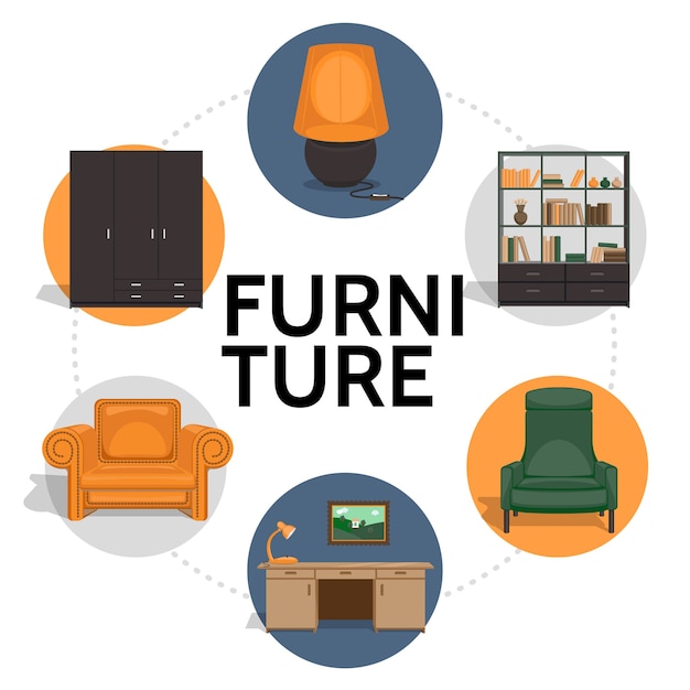 Free vector furniture round template in flat style