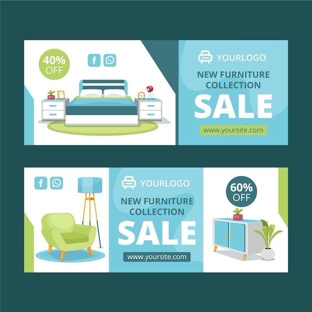 Free vector furniture sale banner template