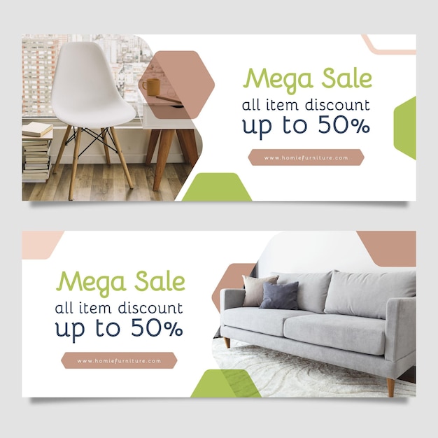 Free vector furniture sale banner template