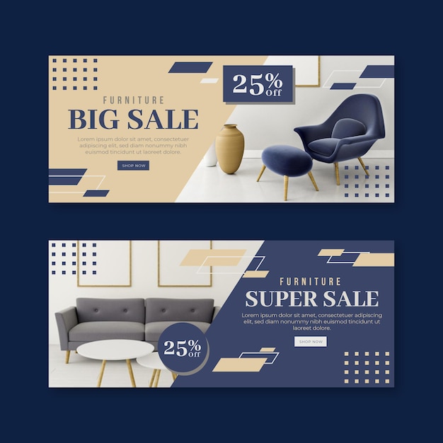 Furniture sale banners set with image