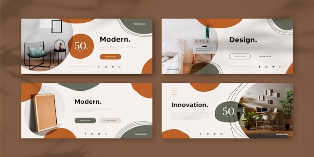 Free vector furniture sale banners set with photo