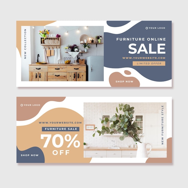 Free vector furniture sale banners template