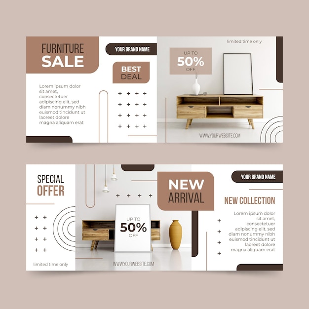 Free vector furniture sale banners with discount