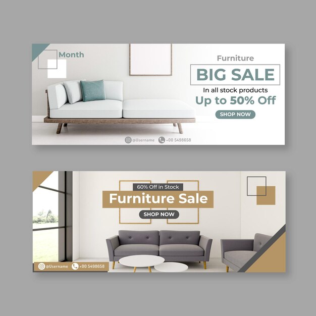 Furniture sale banners with photo