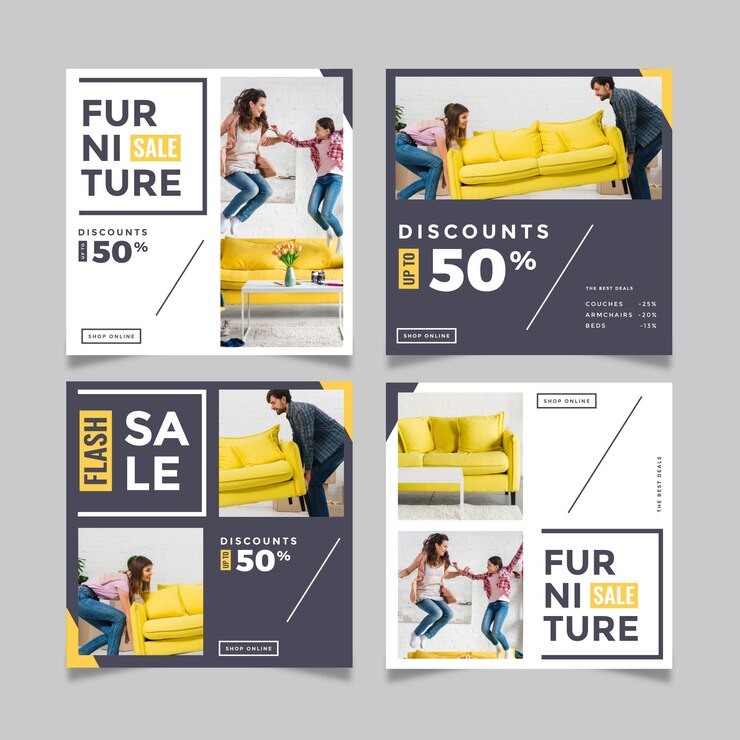 Free Vector furniture sale ig posts collection with image