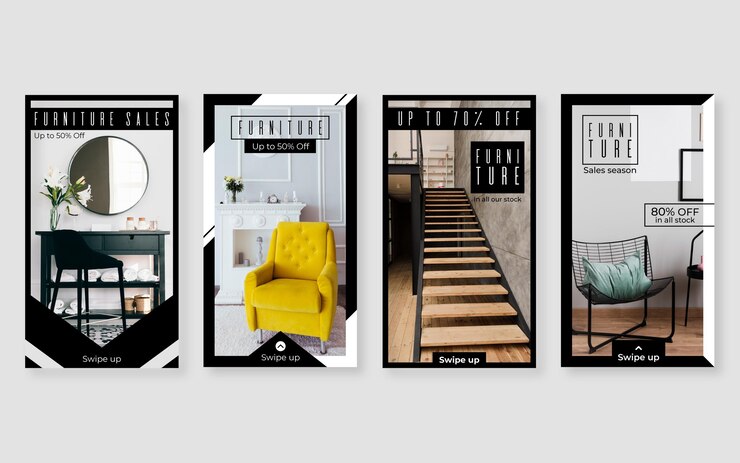 Free Vector furniture sale instagram stories with photo