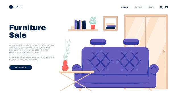 Free vector furniture sale landing page