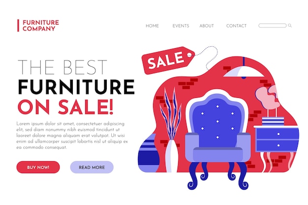 Free vector furniture sale landing page