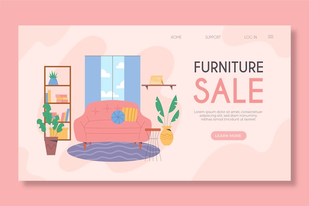 Vettore gratuito pagina di destinazione della vendita di mobili