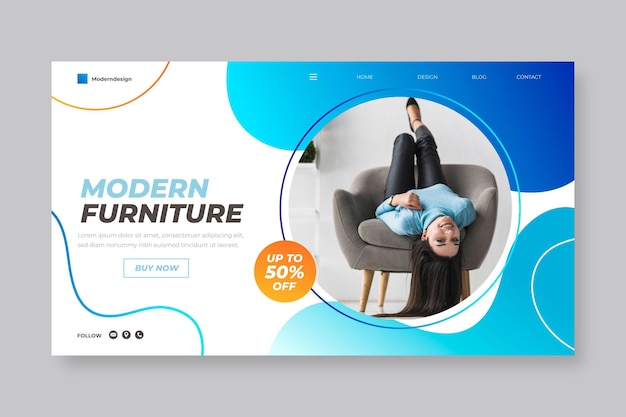 Free vector furniture sale landing page