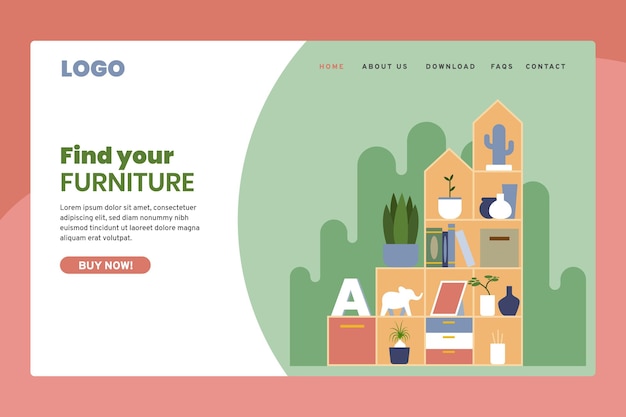 Free vector furniture sale landing page