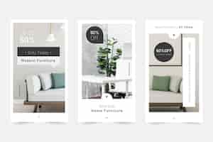 Free vector furniture sale social media stories