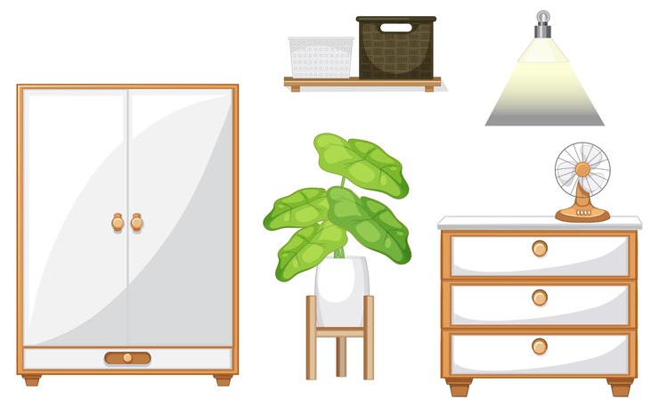 Free Vector furniture set for interior design on white background