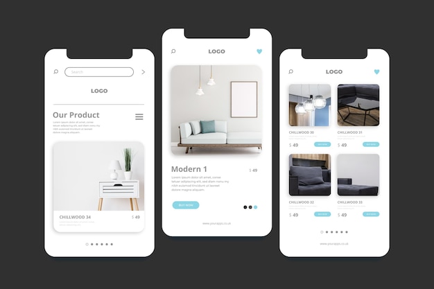 furniture shopping app screens